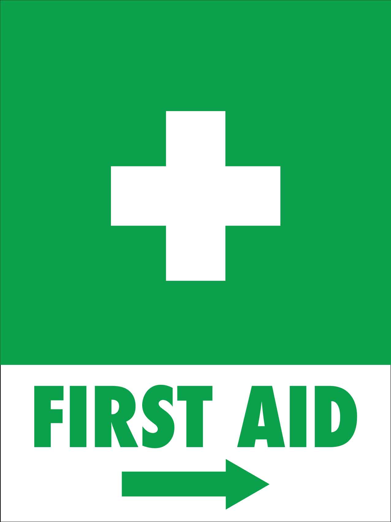 First Aid Green (Arrow Right) Sign - New Signs