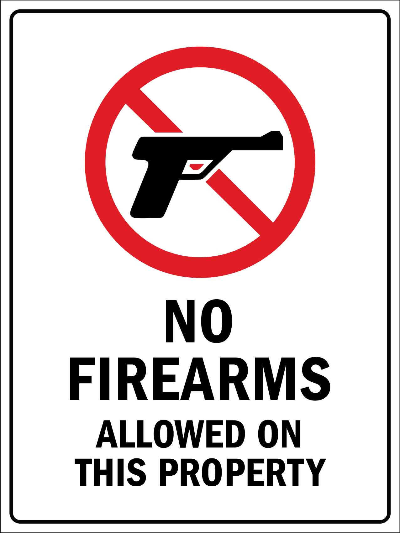 No Firearms Allowed On This Property Sign - New Signs