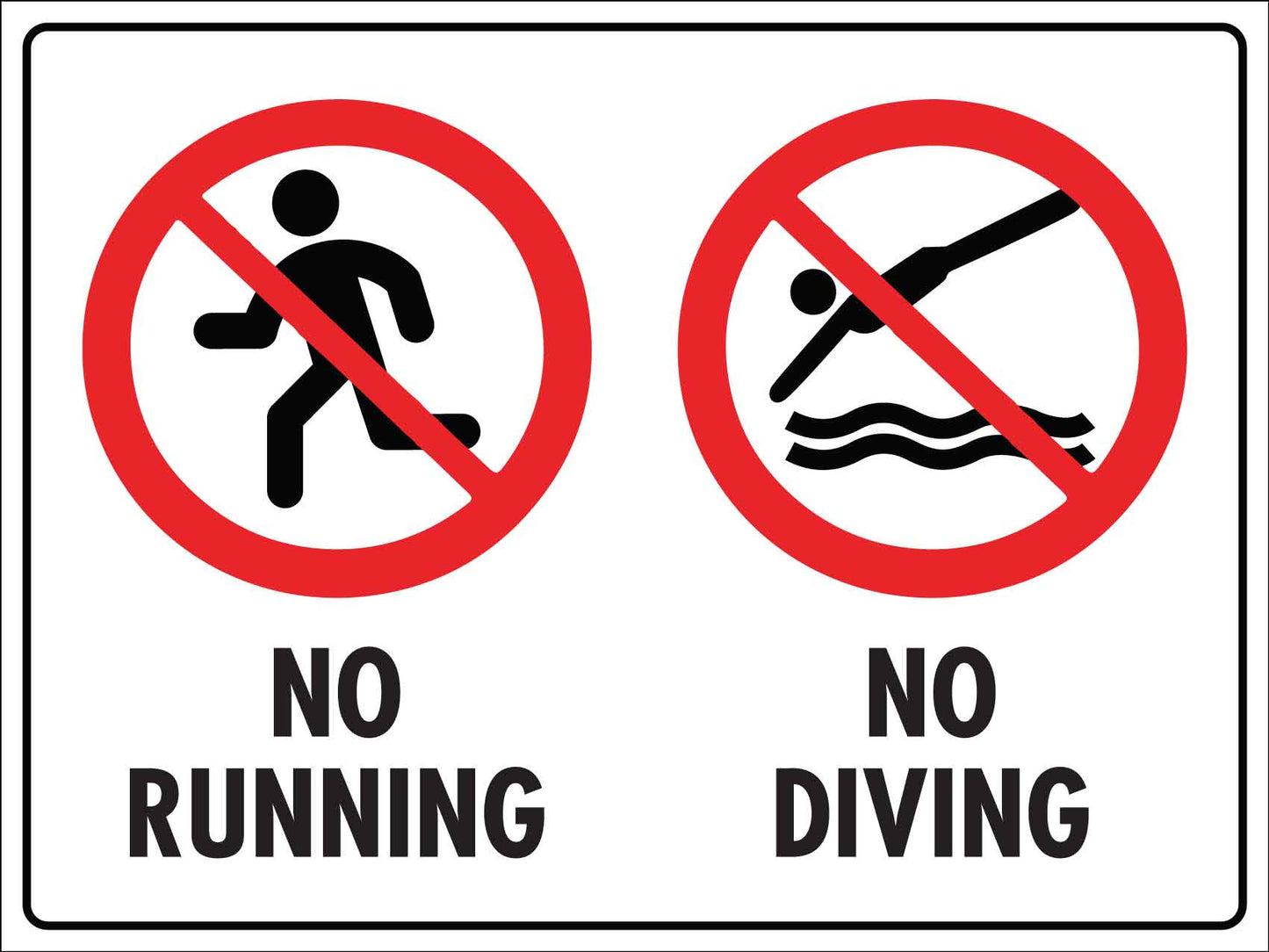 No Running No Diving Sign - New Signs