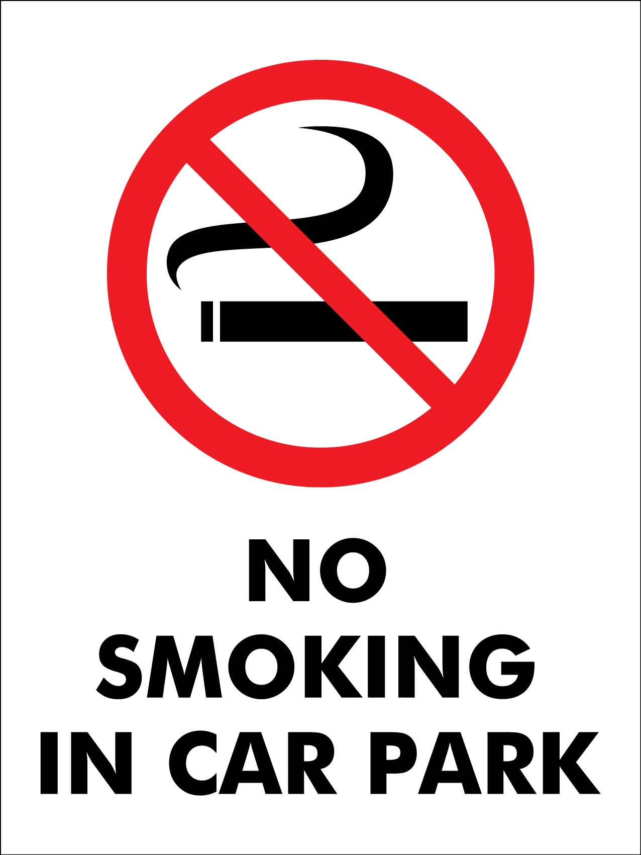 No Smoking In Car Park Sign - New Signs