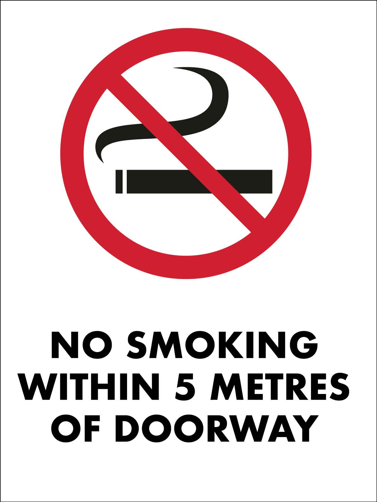 No Smoking Within 5 Metres Of Doorway - New Signs
