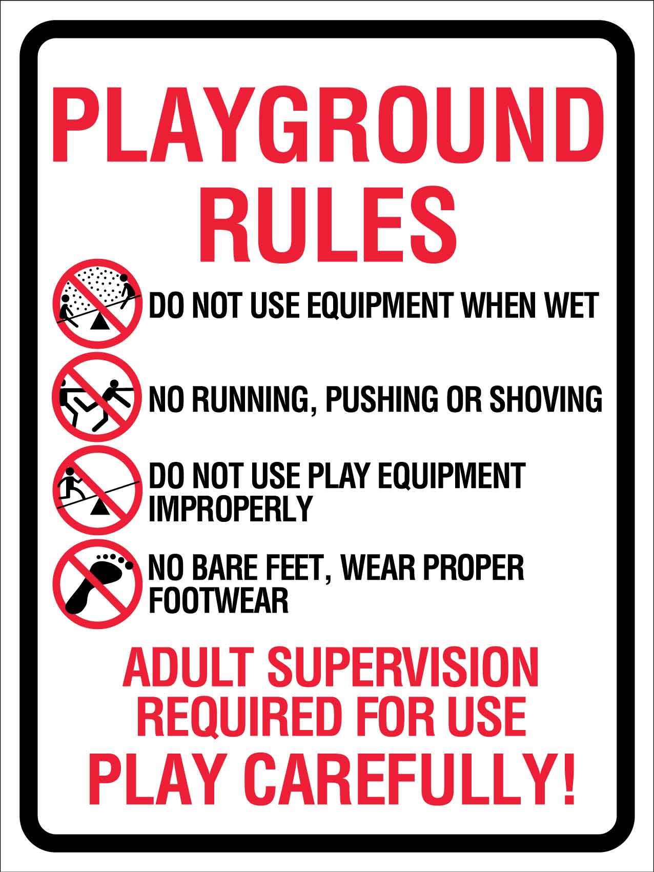 Playground Rules Symbols Sign - New Signs