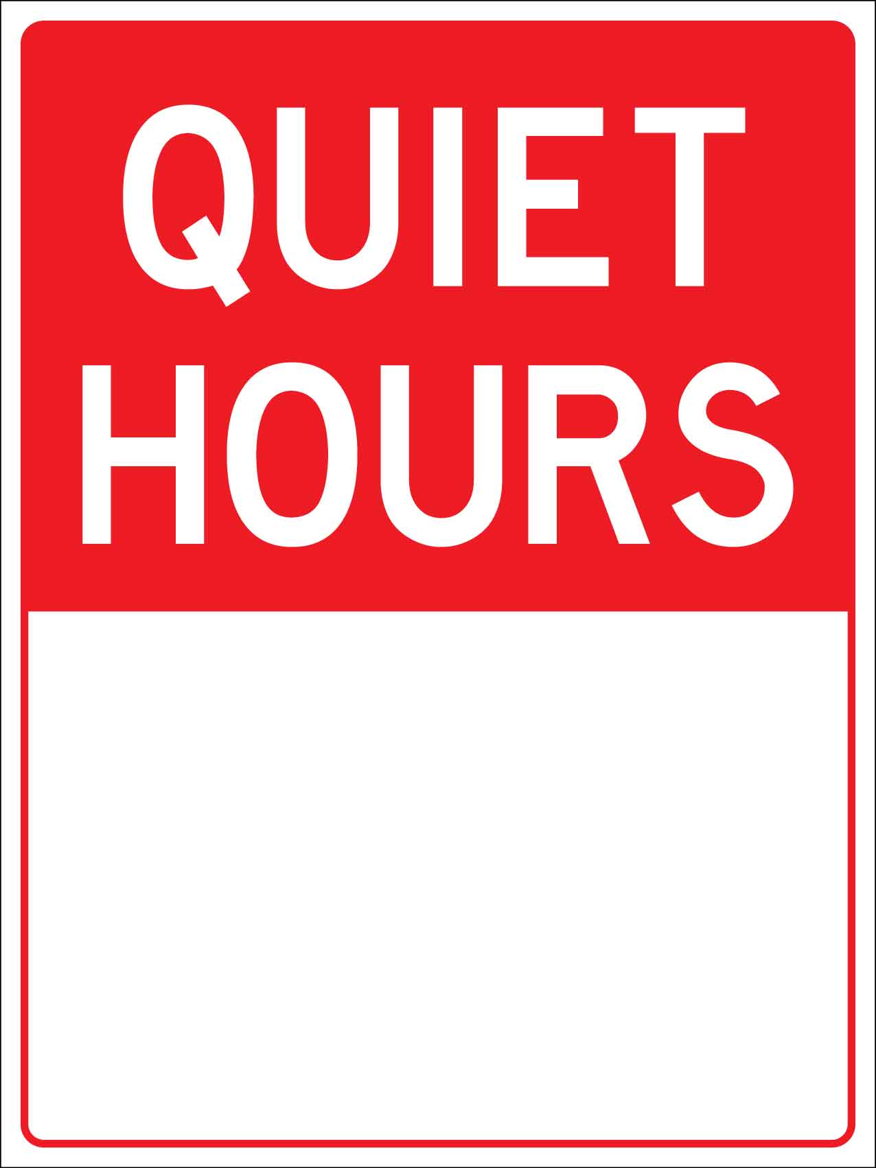 Quiet Hours Sign - New Signs