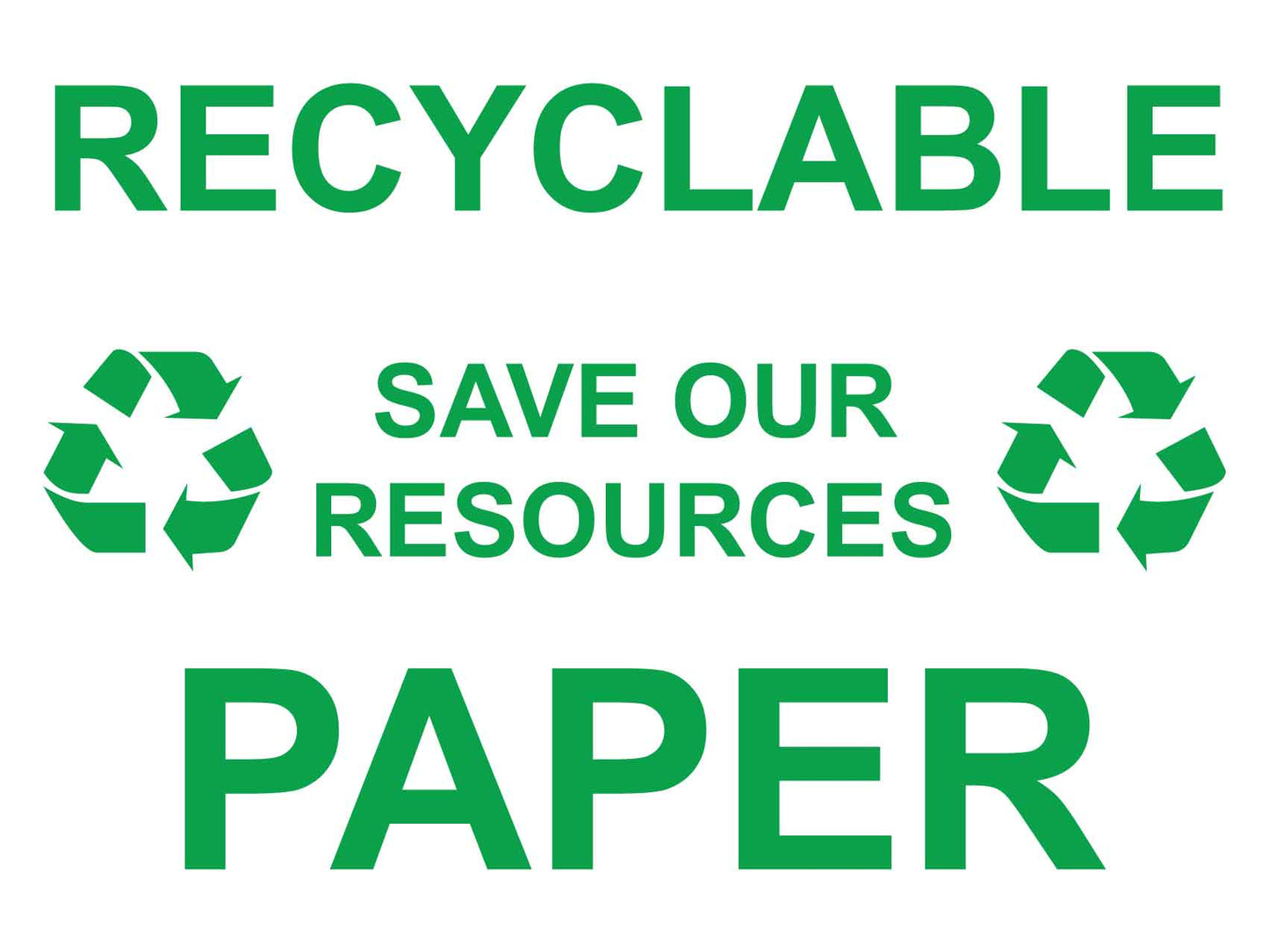 Recyclables Save Our Resources Paper Sign - New Signs
