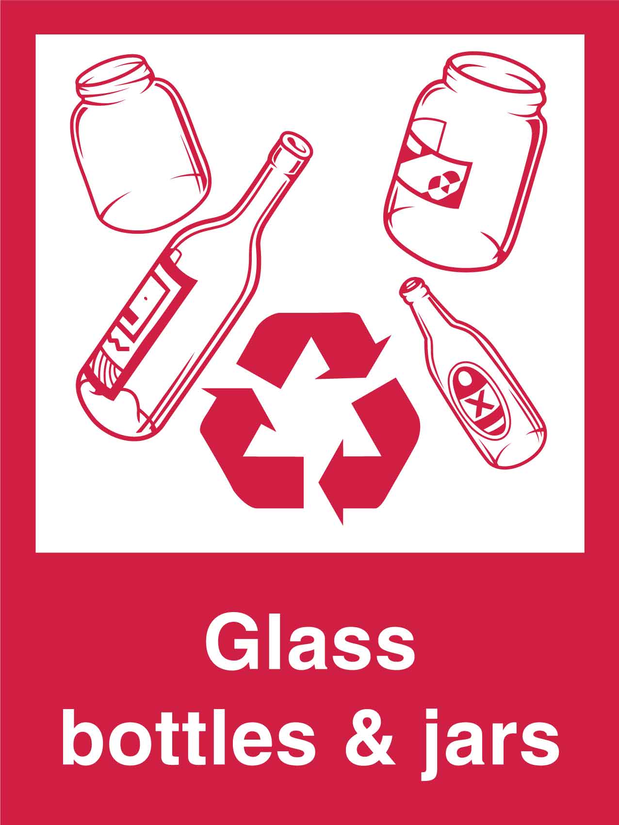 Recycle Glass Bottles & Jars Sign - New Signs