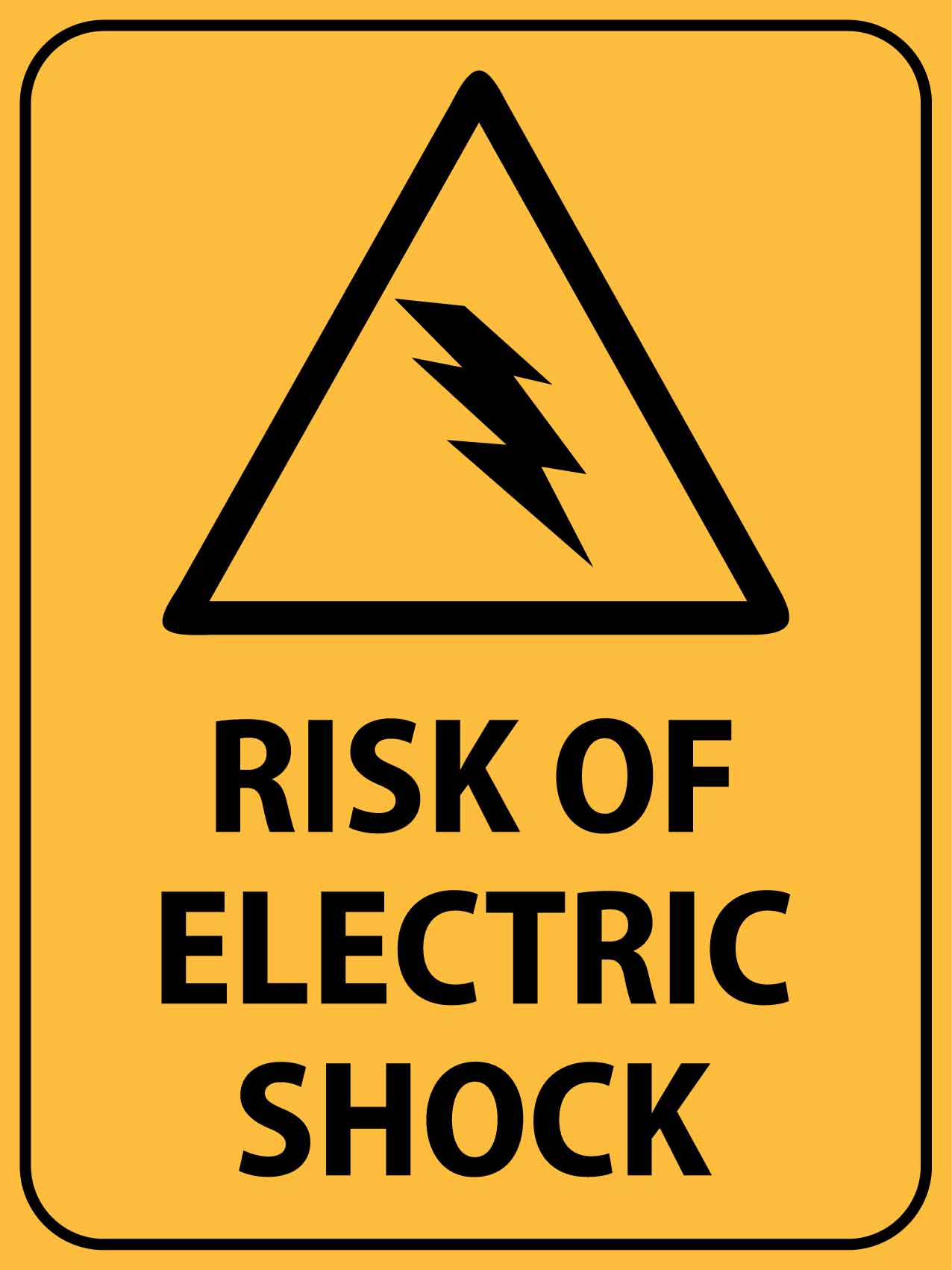 Risk of Electric Shock Sign - New Signs