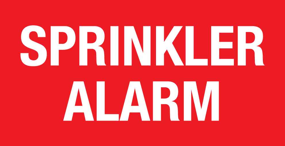 Sprinkler Alarm Small Sign - New Signs
