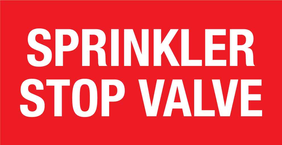Sprinkler Stop Valve Small Sign - New Signs