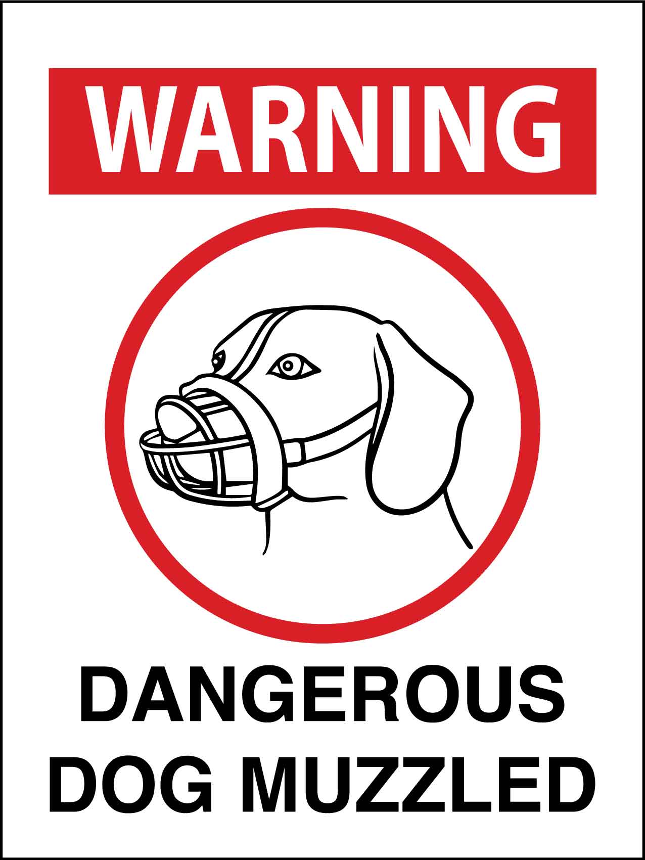 Warning Dangerous Dog Muzzled Sign - New Signs