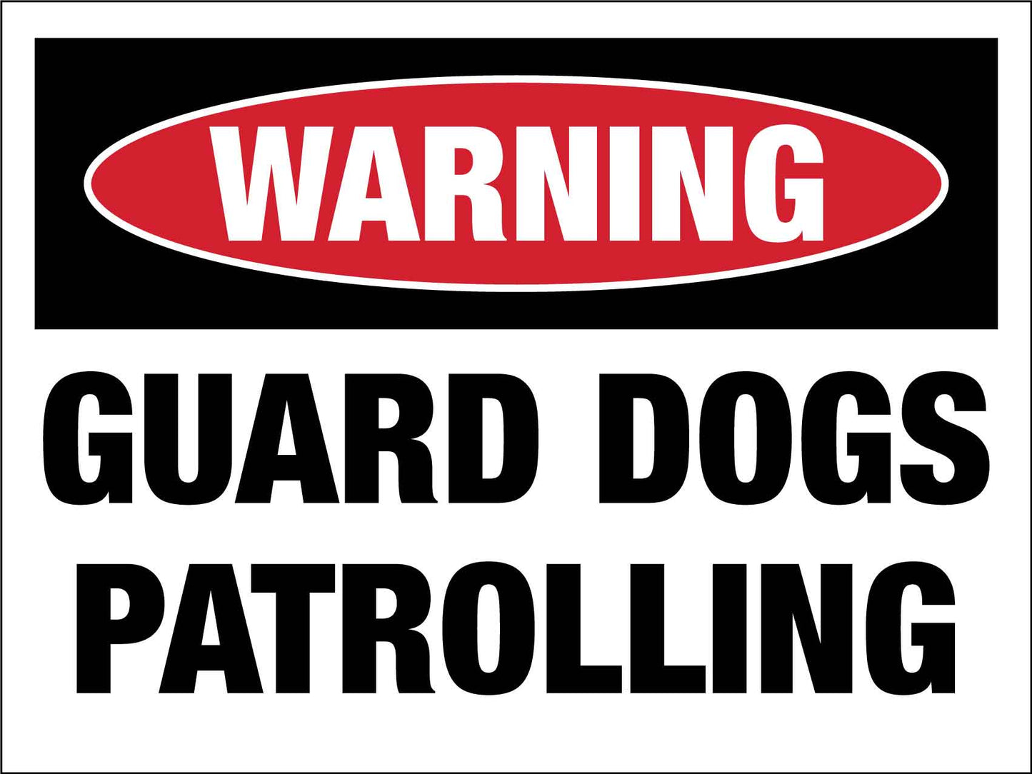 Warning Guard Dogs Patrolling Sign - New Signs