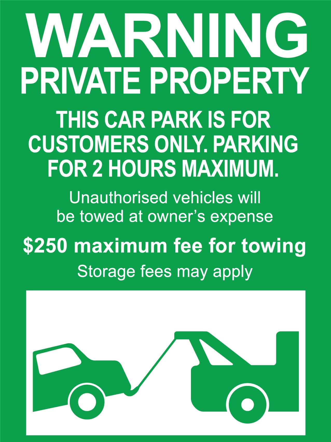 Warning Private Property This Car Park Is For Customers Only Sign - New Signs