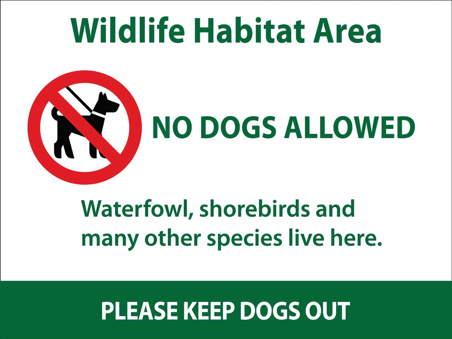 Wildlife Habitat Area No Dogs Sign - New Signs