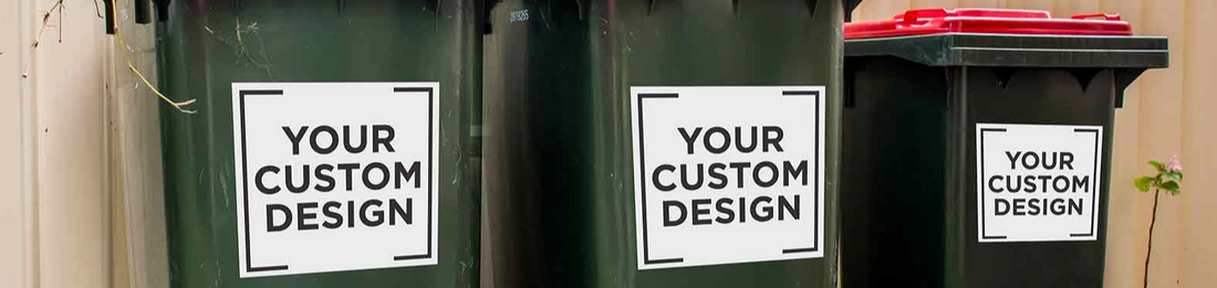 Your Custom Design Stickers applied to Wheelie Bins