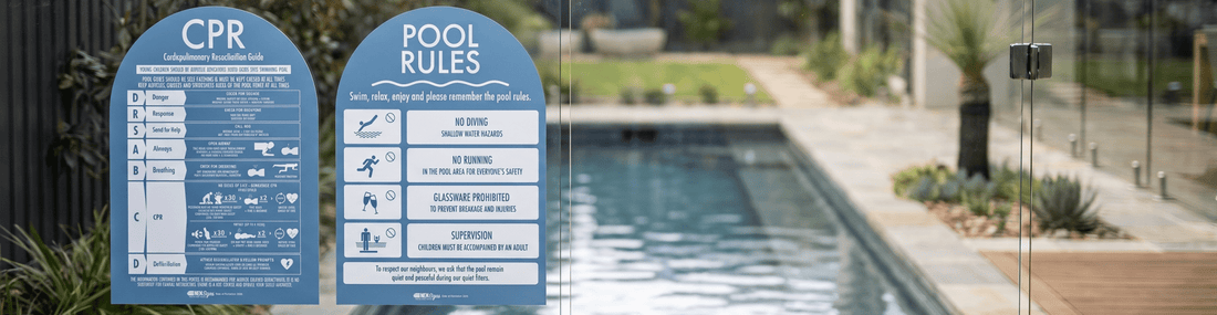 Safety Meets Style: Premium Pool Safety Sign Range - New Signs