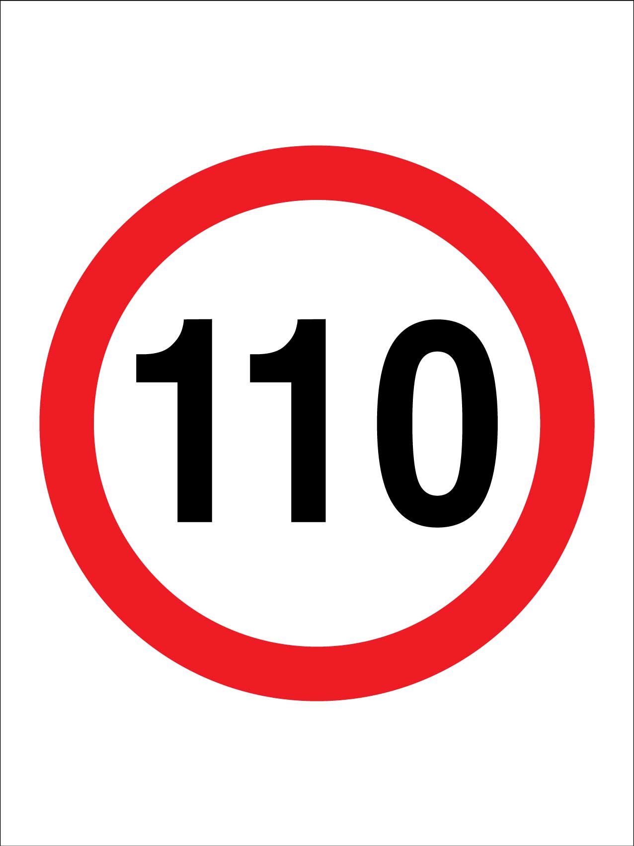 110km Speed Sign - New Signs