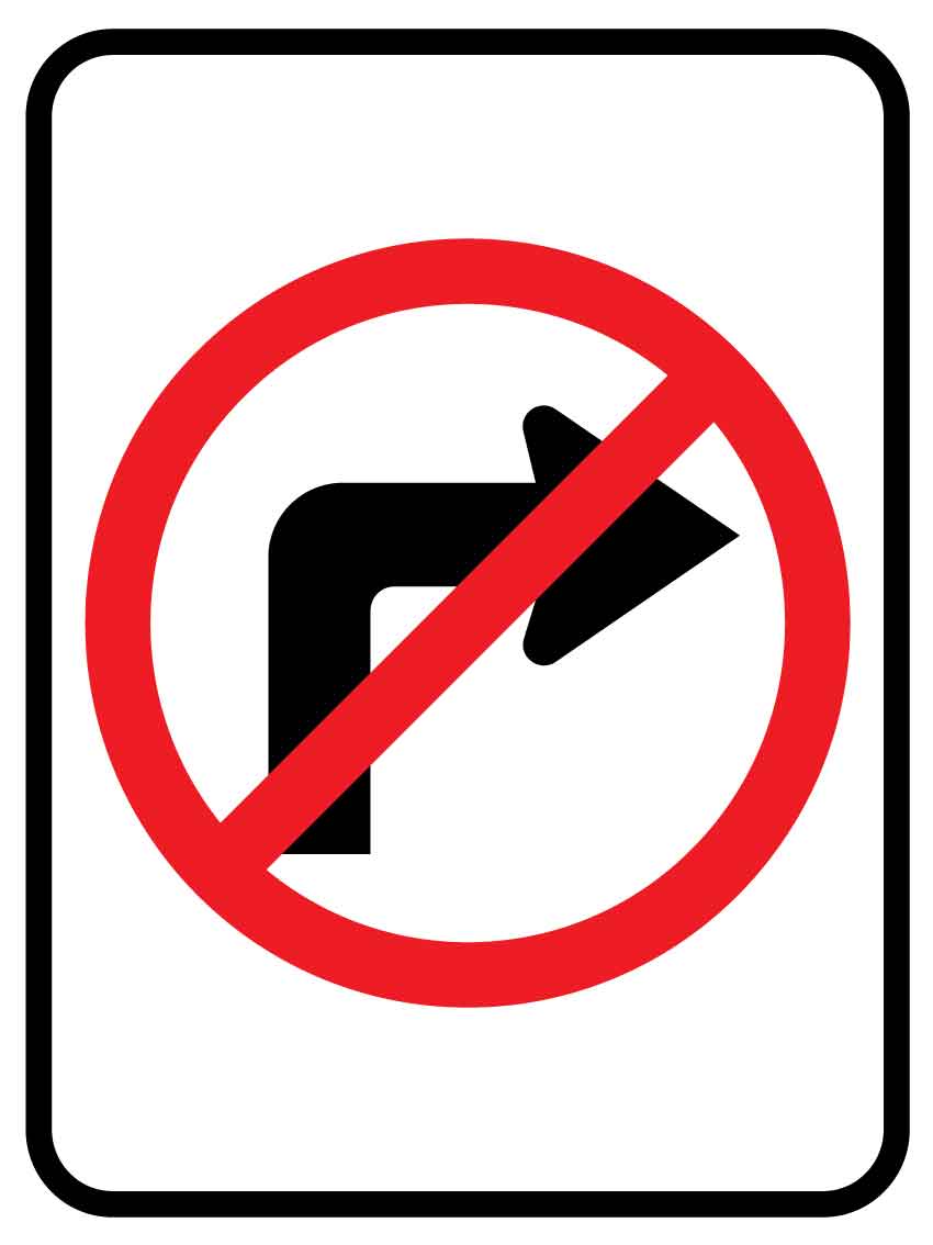 SF No Right Turn Sign 300mm x 400mm