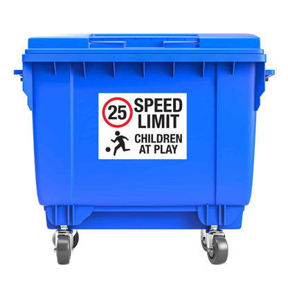 25km Speed Limit Children At Play Large Bin Sticker - New Signs