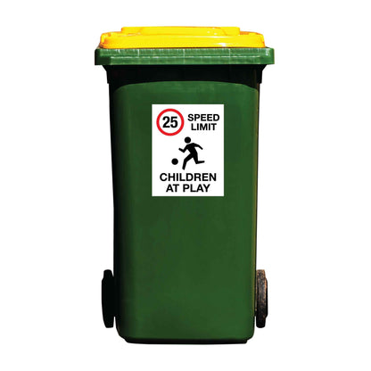 25km Speed Limit Children At Play Wheelie Bin Stickers - New Signs