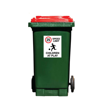 25km Speed Limit Children At Play Wheelie Bin Stickers - New Signs