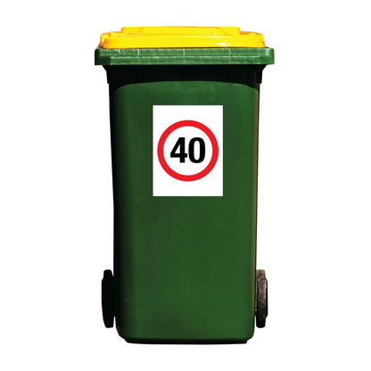 40km Speed Wheelie Bin Stickers - New Signs