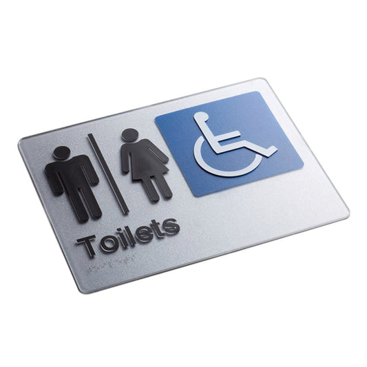 Male, Female and Disabled Toilet - Braille Sign