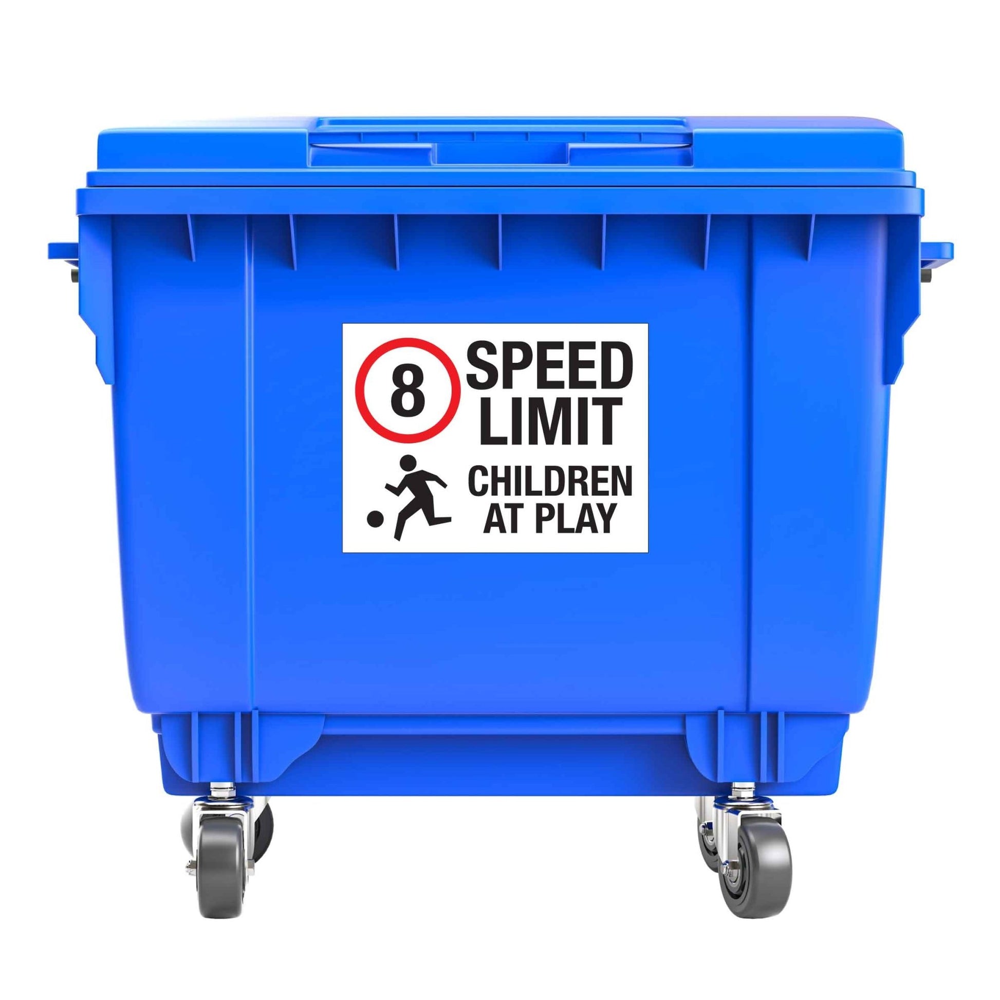 8km Speed Limit Children At Play Large Bin Sticker - New Signs