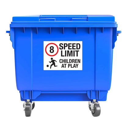 8km Speed Limit Children At Play Large Bin Sticker - New Signs