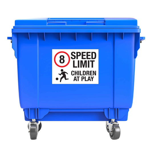 8km Speed Limit Children At Play Large Bin Sticker - New Signs