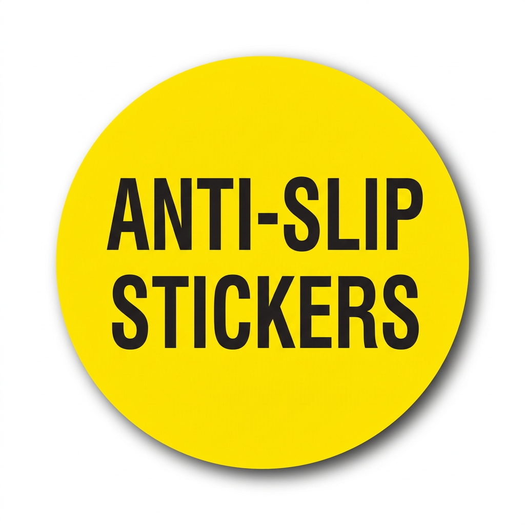 Anti-Slip Sticker text in a yellow circle