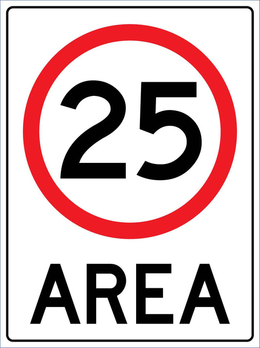 Area Speed Limit 25km Sign