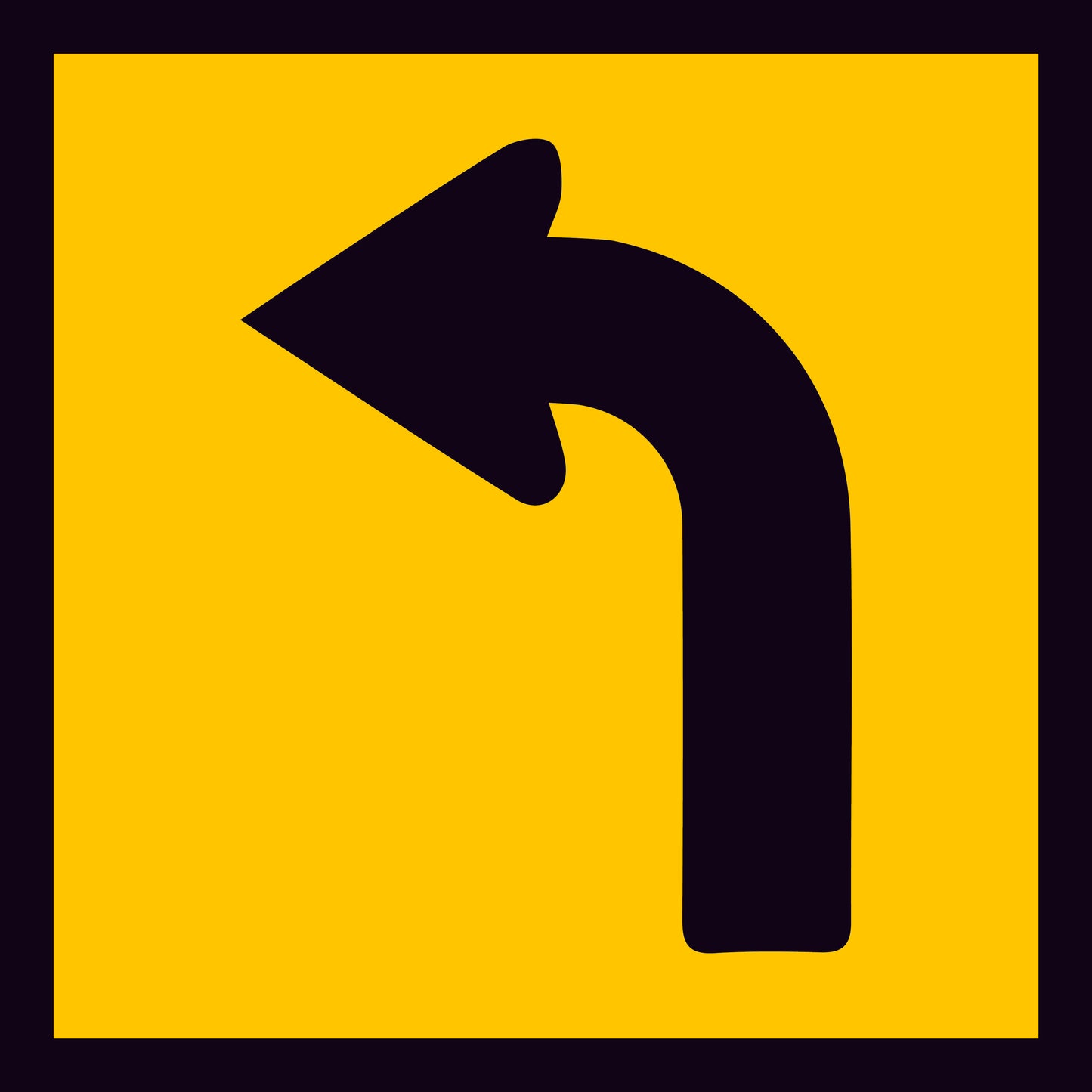 Arrow Curved Left Multi Message Traffic Sign