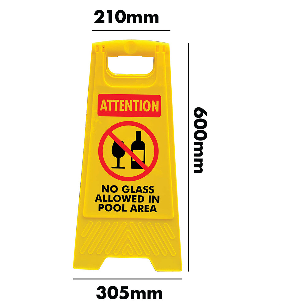 Yellow A-Frame - Attention No Glass Allowed In Pool Area