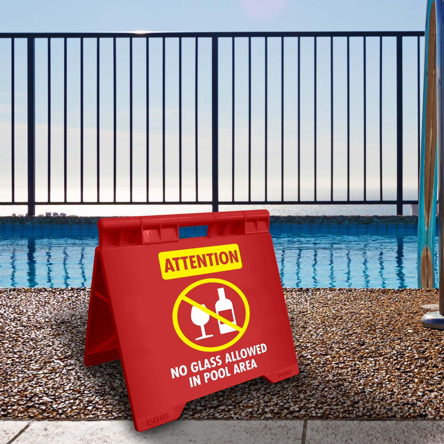 Attention No Glass Allowed In Pool Area - Evarite A-Frame Sign