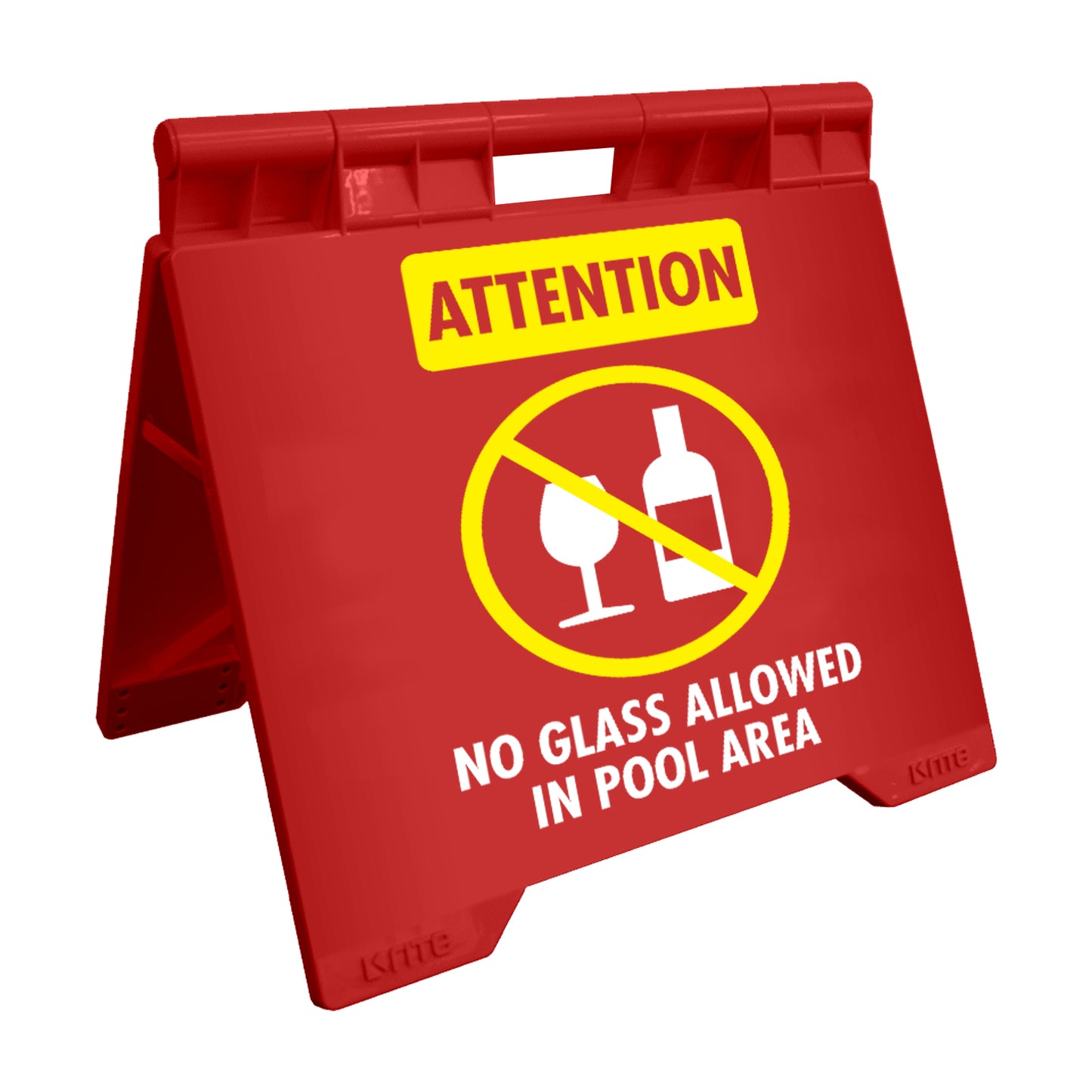 Attention No Glass Allowed In Pool Area - Evarite A-Frame Sign