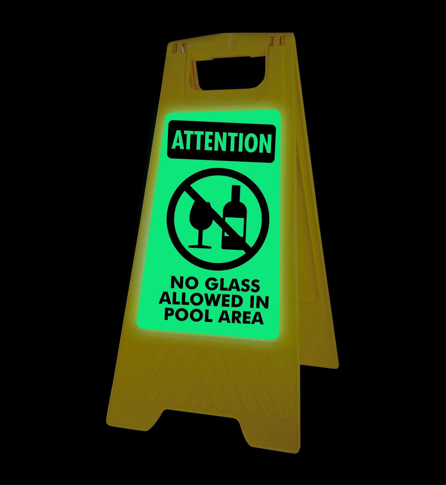 Glow In The Dark - Yellow A-Frame - Attention No Glass Allowed In Pool Area