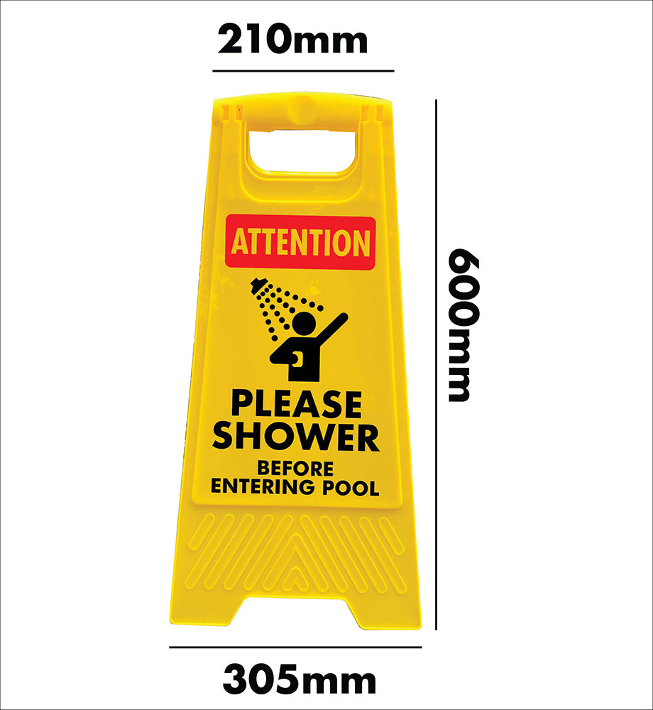 Yellow A-Frame - Attention Please Shower Before Entering Pool