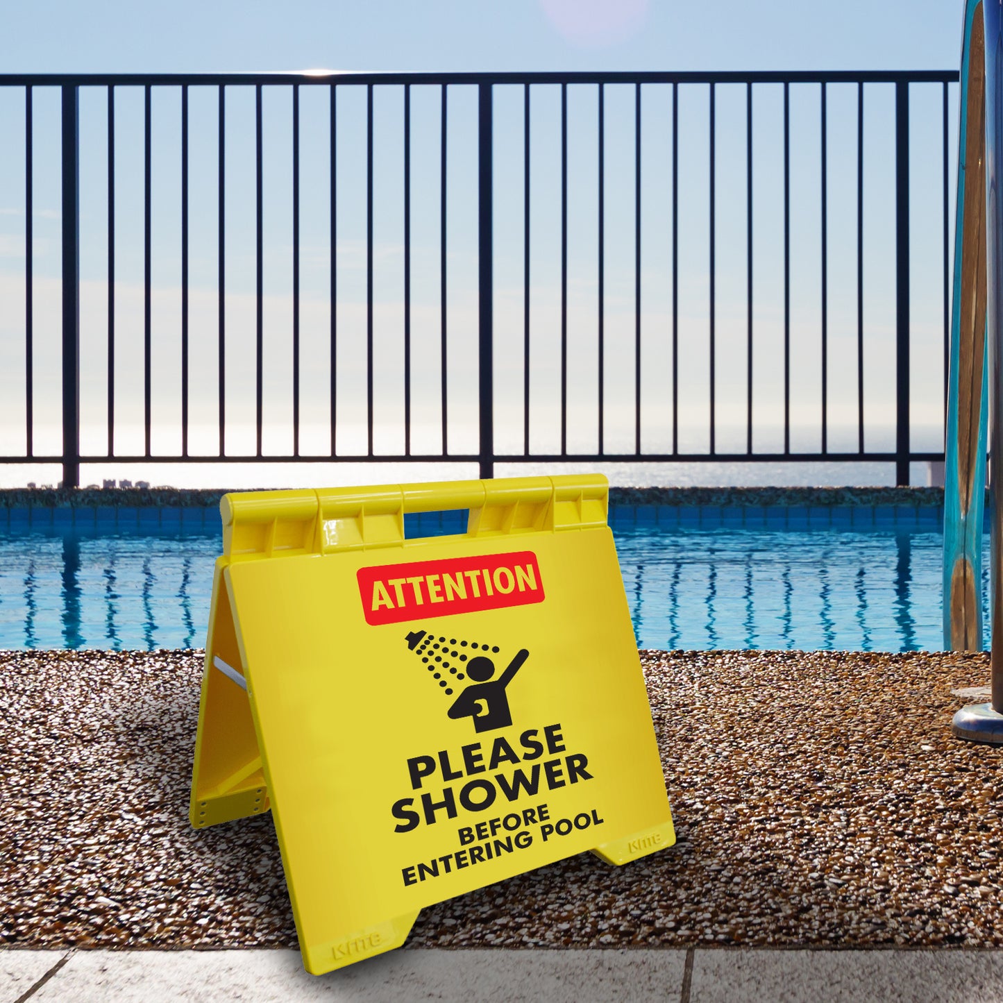 Attention Please Shower Before Entering Pool - Evarite A-Frame Sign