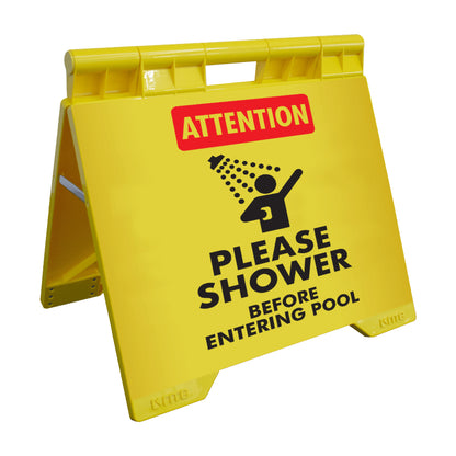 Attention Please Shower Before Entering Pool - Evarite A-Frame Sign