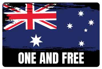 Australian Flag One and Free Black - Australian Stickers