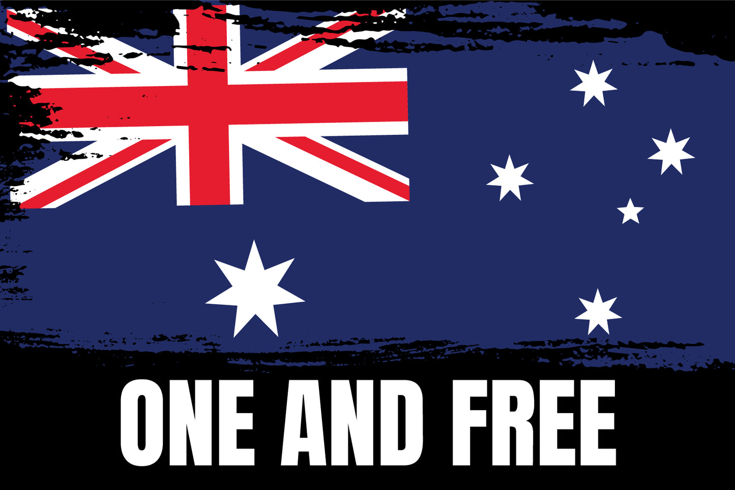 Australian Flag One and Free Black Sign