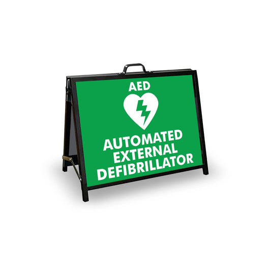 A-Frame Landscape Black - Automated External Defibrillator Corflute Inserts