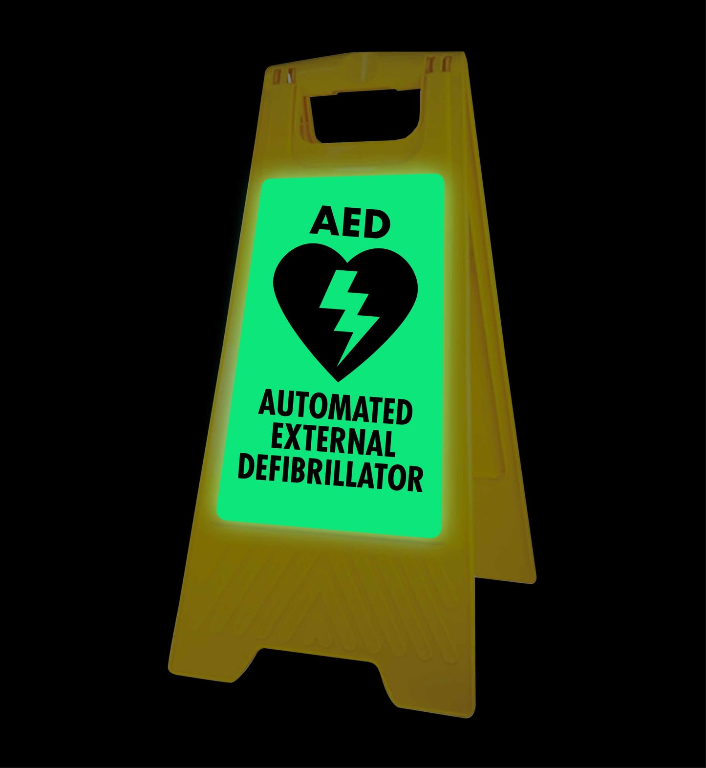 Glow In The Dark - Yellow A-Frame - Automated External Defibrillator