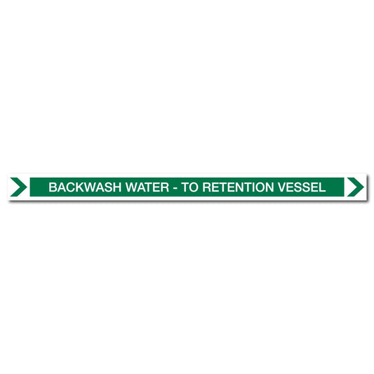 Pool/Spa - Backwash Water - To Retention Vessel (Right) - Pipe Marker Sticker