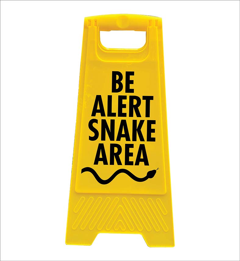 Yellow A-Frame - Be Alert Snake Area – New Signs