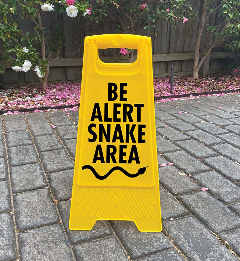 Yellow A-Frame - Be Alert Snake Area