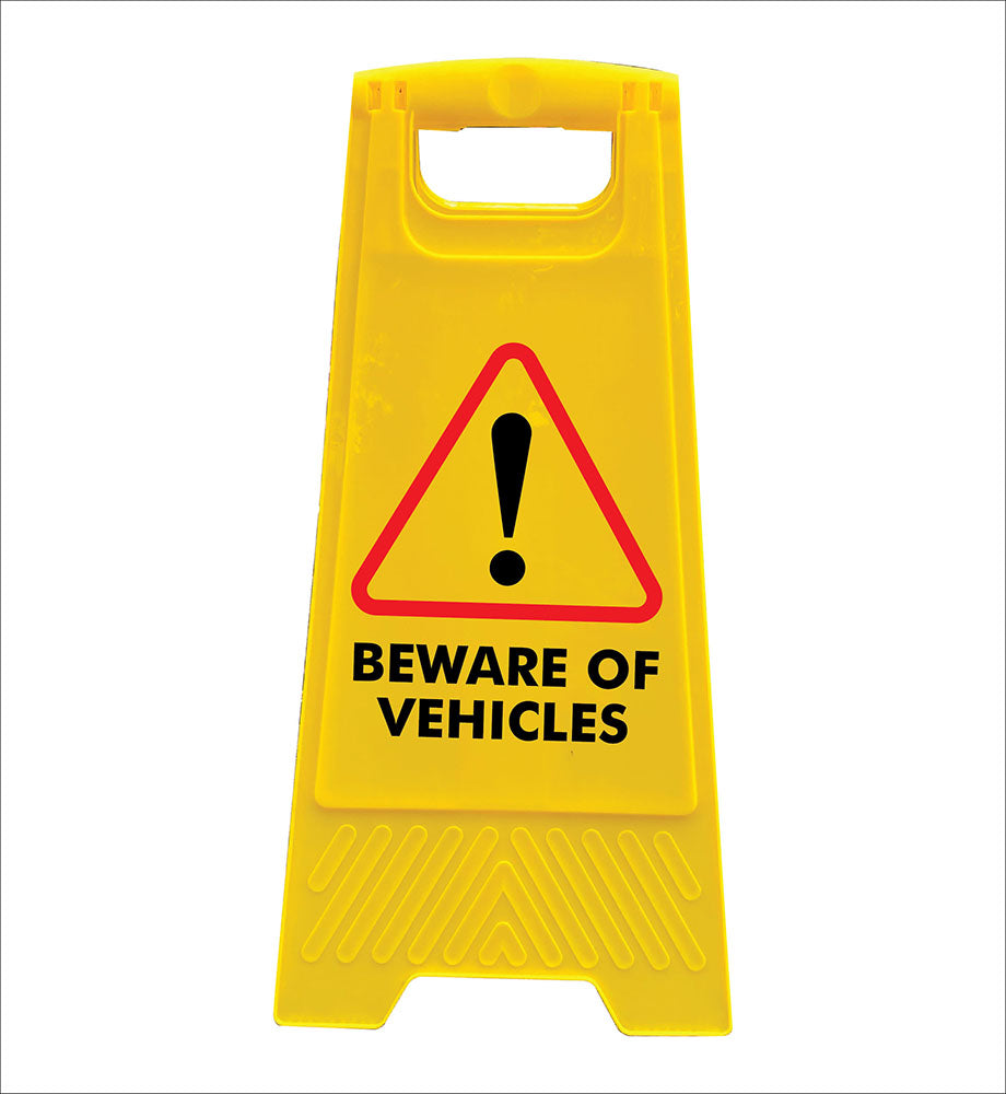 Yellow A-Frame - Beware Of Vehicles – New Signs