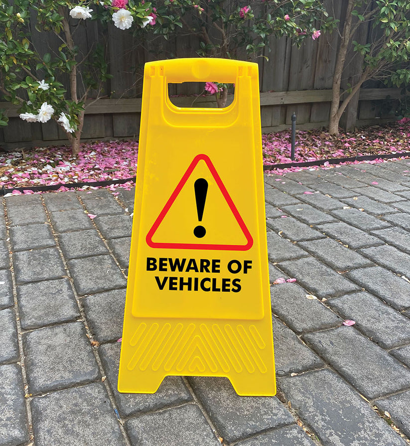 Yellow A-Frame - Beware Of Vehicles – New Signs