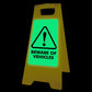 Glow In The Dark - Yellow A-Frame - Beware Of Vehicles