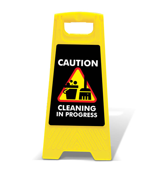Yellow A-Frame - Caution Cleaning In Progress Black
