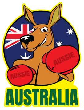 Boxing Kangaroo Flag - Australian Stickers